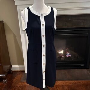 Tommy Hilfiger Navy and White Button-Down Mini Dress